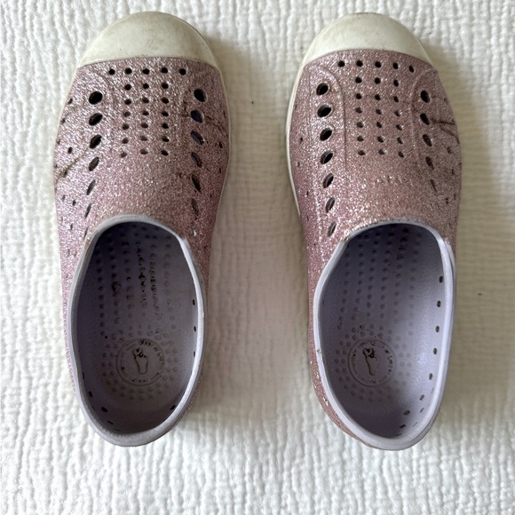 Native Shoes Other - Native Jefferson pink purple sparkle sneakers size 10 toddler
